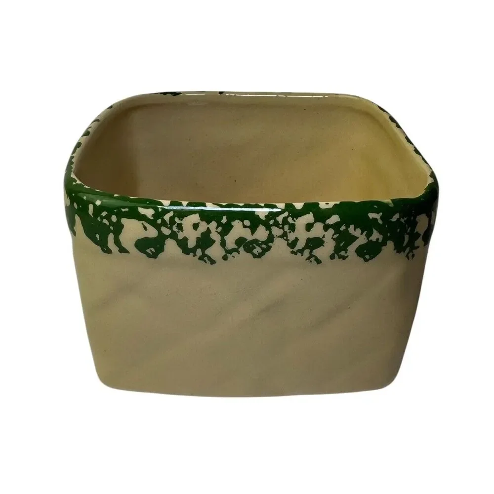 Vintage 1999‎ ALPINE POTTERY ROSEVILLE OHIO Square Bowl Floral Pattern 5